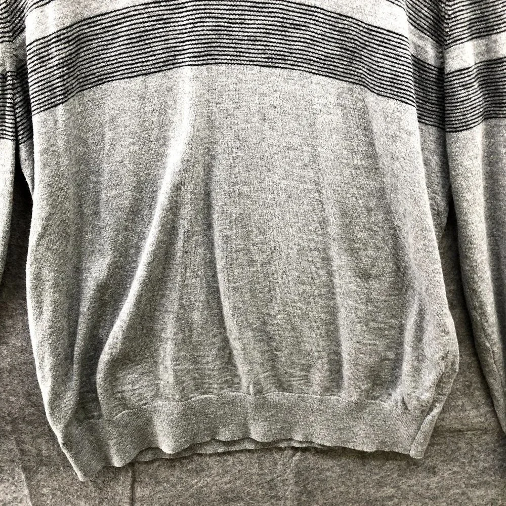 Banana Republic Gray Crewneck Sweater with Black Stripe Detail